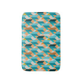 ティール（緑がかった色）およびオレンジ形パターン バスマット (正面縦)