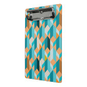 ティール（緑がかった色）およびオレンジ形パターン ミニクリップボード (アングル2)