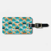 ティール(緑がかった色)およびオレンジ形パターン ラゲッジタグ (正面横)