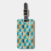 ティール(緑がかった色)およびオレンジ形パターン ラゲッジタグ (正面縦)