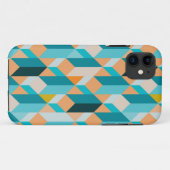 ティール(緑がかった色)およびオレンジ形パターン Case-Mate iPhoneケース (裏面(横))