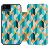 ティール(緑がかった色)およびオレンジ形パターン INCIPIO iPhoneウォレットケース (フォリオ Open)