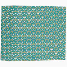 ティール（緑がかった色）およびカーキ色の花のアールデコパターン