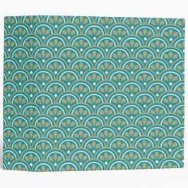 ティール（緑がかった色）およびカーキ色の花のアールデコパターン