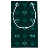 ティール（緑がかった色）およびカーボンロックハートパターン（の模様が）ある抱き枕 スモールペーパーバッグ (裏面)