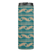 ティール(緑がかった色)およびキャラメル緩和曲線のジオメトリックパタストライプのーン タンブラー (裏面)