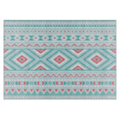 ティール(緑がかった色)およびピンクのアステカな種族パターン カッティングボード (正面)