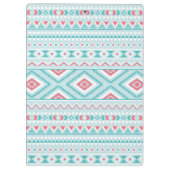 ティール（緑がかった色）およびピンクのアステカな種族パターン クリップボード (裏面)