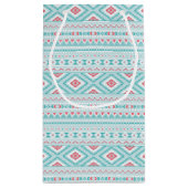 ティール（緑がかった色）およびピンクのアステカな種族パターン スモールペーパーバッグ (裏面)