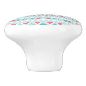 ティール（緑がかった色）およびピンクのアステカな種族パターン セラミックノブ (側面)