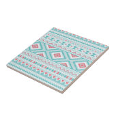 ティール(緑がかった色)およびピンクのアステカな種族パターン タイル (側面)