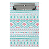 ティール(緑がかった色)およびピンクのアステカな種族パターン ミニクリップボード (正面)