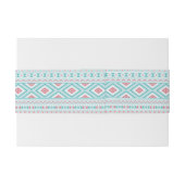ティール（緑がかった色）およびピンクのアステカな種族パターン 招待状ベリーバンド (裏面例)