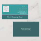 ティール（緑がかった色）およびピンクのシンプル 名刺 (正面/裏面)