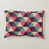 ティール（緑がかった色）およびピンクの三角形パターン アクセントクッション (裏面)