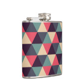ティール（緑がかった色）およびピンクの三角形パターン フラスク (右)