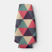 ティール（緑がかった色）およびピンクの三角形パターン ボトルクーラー (正面)