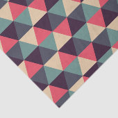 ティール（緑がかった色）およびピンクの三角形パターン 薄葉紙 (詳細)