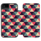 ティール(緑がかった色)およびピンクの三角形パターン INCIPIO iPhoneウォレットケース (フォリオ Open)