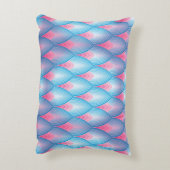 ティール（緑がかった色）およびピンクの花弁パターン アクセントクッション (裏面(縦))