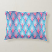 ティール（緑がかった色）およびピンクの花弁パターン アクセントクッション (裏面)