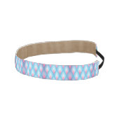 ティール（緑がかった色）およびピンクの花弁パターン アスレチックヘッドバンド (右)