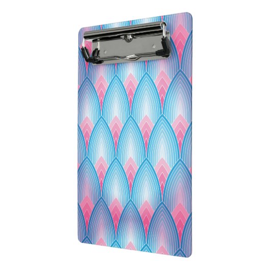 ティール(緑がかった色)およびピンクの花弁パターン ミニクリップボード (アングル2)