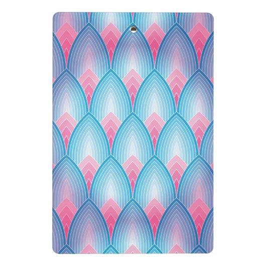 ティール(緑がかった色)およびピンクの花弁パターン ミニクリップボード (裏面)