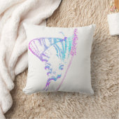 ティール（緑がかった色）およびピンクの蝶投球のクッション クッション (ブランケット)