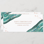 ティール(緑がかった色)およびフェイクバラ金ゴールドGeode |商品券 (正面/裏面)