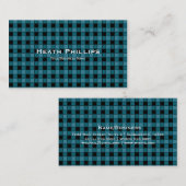 ティール（緑がかった色）およびブラックプライド市松模様にビジネスカード 名刺 (正面/裏面)