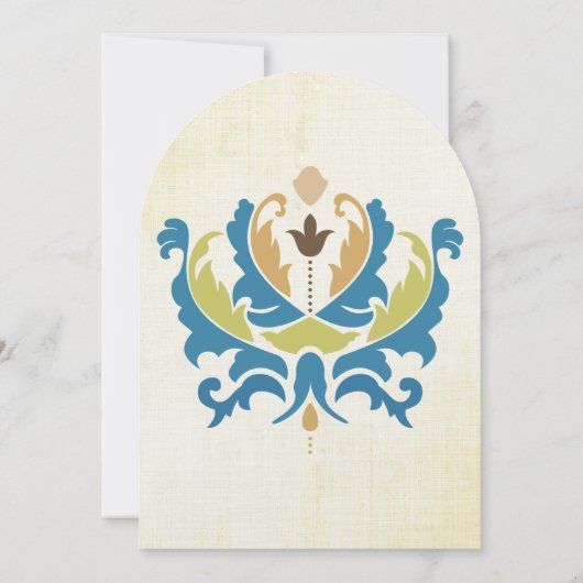 ティール（緑がかった色）およびライムダマスククモダンルクボード招待状 招待状 (裏面)