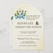 ティール（緑がかった色）およびライムダマスククモダンルクボード招待状 招待状 (正面/裏面)