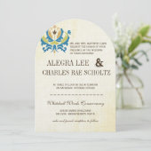 ティール（緑がかった色）およびライムダマスククモダンルクボード招待状 招待状 (スタンド正面)