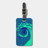 ティール（緑がかった色）および海軍航海のなタコの触手 ラゲッジタグ (正面縦)
