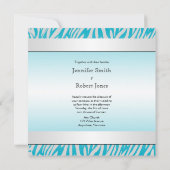 ティール（緑がかった色）および白いシマウマのダイヤモンドの結婚式招待状 招待状 (裏面)