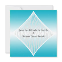 ティール（緑がかった色）および白いシマウマのダイヤモンドの結婚式招待状