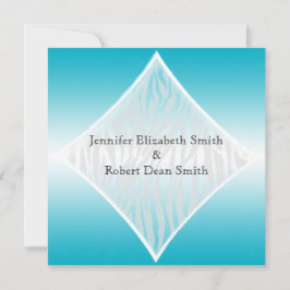 ティール（緑がかった色）および白いシマウマのダイヤモンドの結婚式招待状 招待状