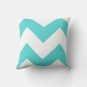 ティール（緑がかった色）および白いジグザグ形の枕 クッション (裏面)