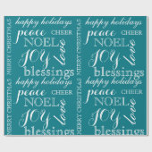 ティール（緑がかった色）および白い単語の芸術のクリスマスの包装紙 ラッピングペーパー (フラット)