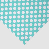 ティール(緑がかった色)および白い水玉模様のティッシュペーパー 薄葉紙 (詳細)