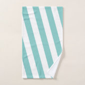 ティール(緑がかった色)および白のストライプ バスタオルセット (ハンドタオル)
