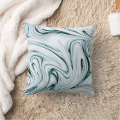 ティール(緑がかった色)および白大理石スワールエフェクト装飾用クッション クッション (ブランケット)