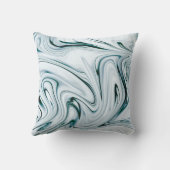 ティール(緑がかった色)および白大理石スワールエフェクト装飾用クッション クッション (裏面)