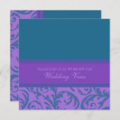 ティール(緑がかった色)および紫色の結婚式誓約の更新の招待状 招待状 (正面/裏面)