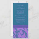 ティール(緑がかった色)および紫色の結婚式誓約の更新の招待状 招待状 (裏面)