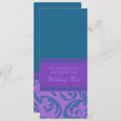 ティール(緑がかった色)および紫色の結婚式誓約の更新の招待状 招待状 (正面/裏面)