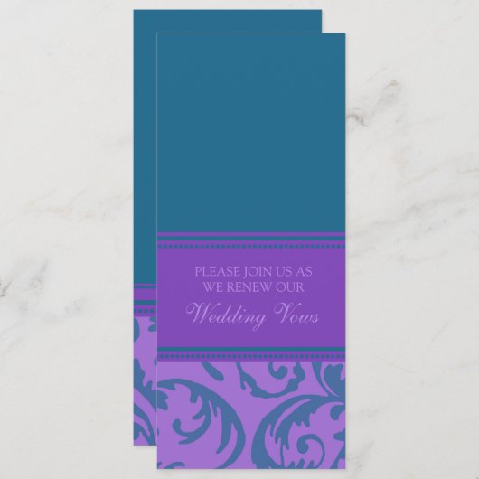 ティール（緑がかった色）および紫色の結婚式誓約の更新の招待状 招待状 (正面/裏面)