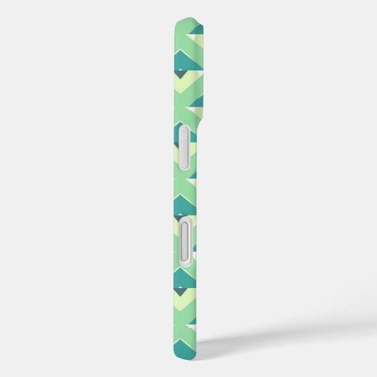 ティール(緑がかった色)および緑幾何学模様モノグラム Case-Mate iPhoneケース (裏面 / 右)