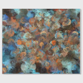 ティール（緑がかった色）および茶色のペンキの打撃の包装紙 ラッピングペーパー (フラット)